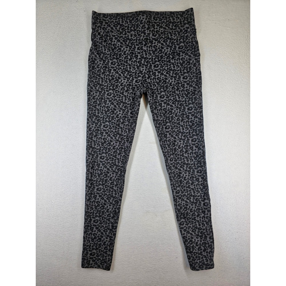 Loft Womens Gray Black Leopard Print High Waisted Pull On Leggings Size Small